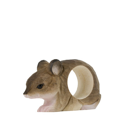 Wildlife Garden Hand Carved Napkin Ring - Mouse