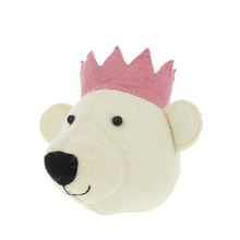Fiona Walker Mini Animal Head – White Bear with Pink Crown